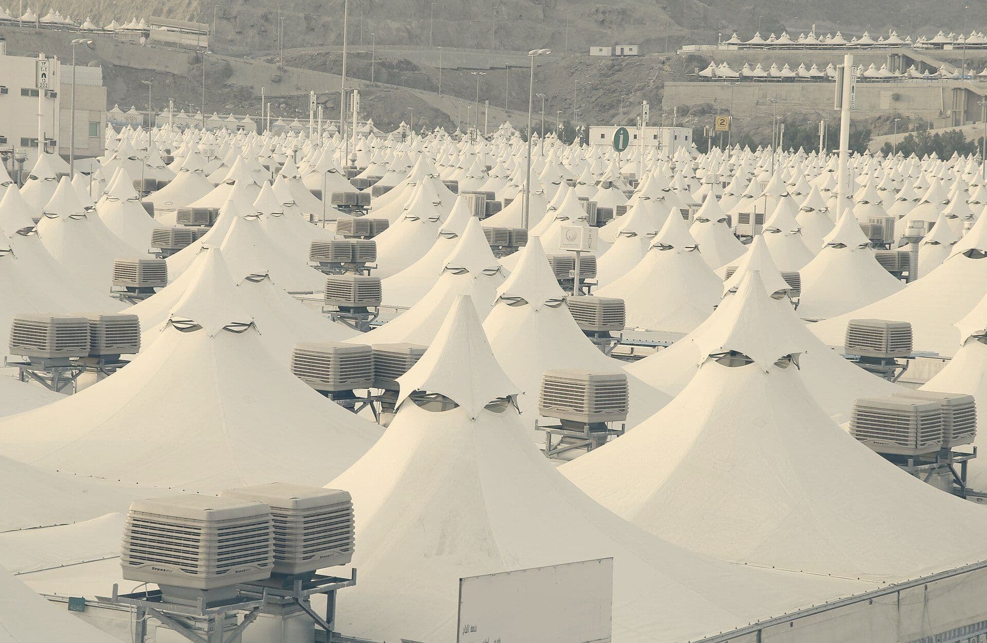 The tent city of Mina in the valley